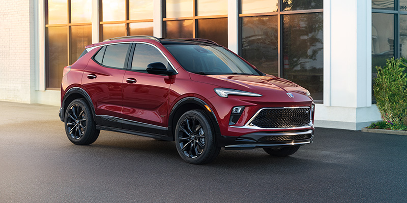 Red 2026 Buick Encore GX compact SUV exterior view.