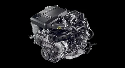 Duramax 3.0L turbo-diesel inline-six engine on a black background