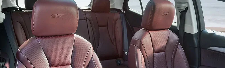 Envision front and rear seats in perforated red-brown leather with ST-embossed head restraints